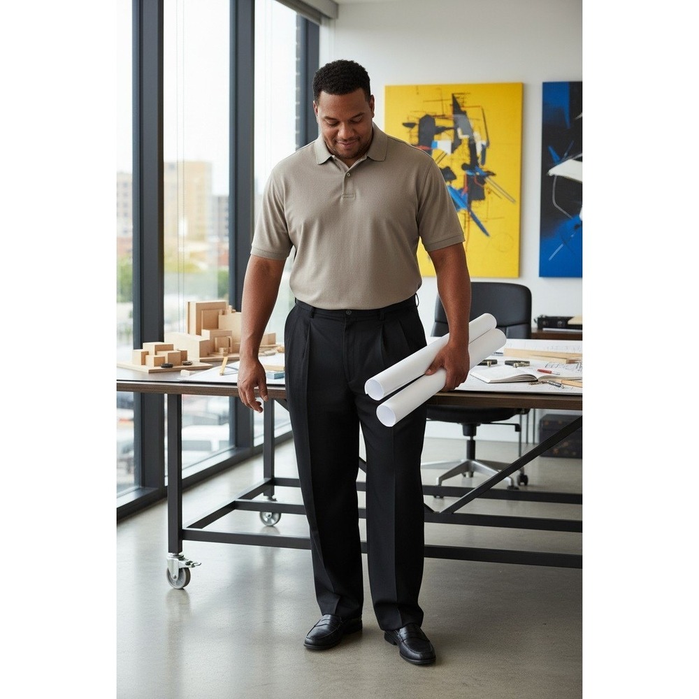 Rare Size 56x28 Oak Hill Mens Black Pleated Premium Pants work‎ wear utility
